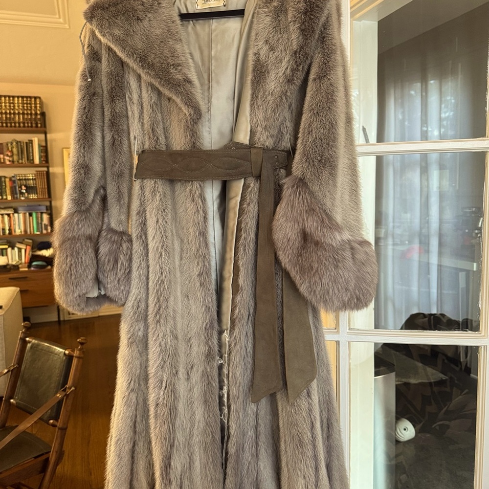 Macys: Real mink fur coat with hoodie